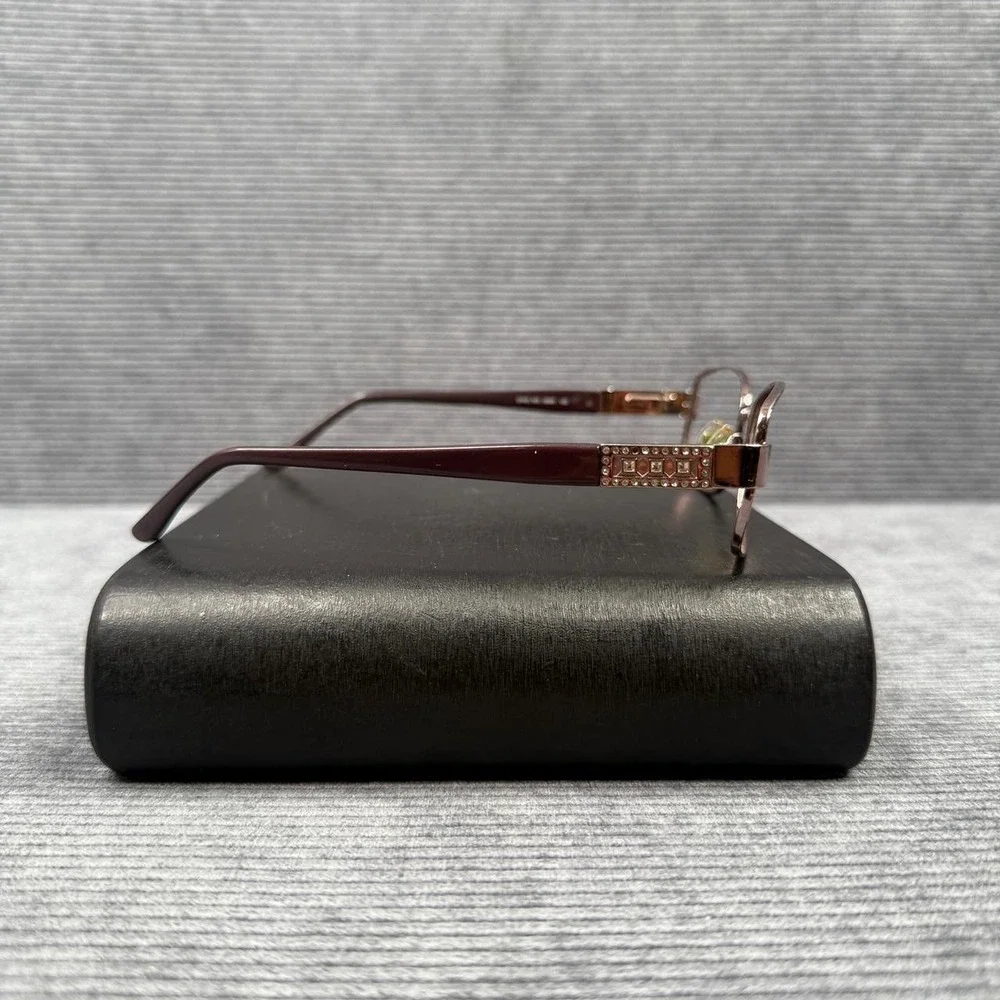 Saks Fifth Avenue 303 0S8R Burgundy Metal Eyeglass Frames Rhinestone 55-16-135